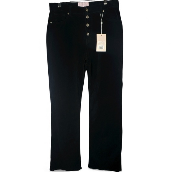 NEW Revice Sweet Talker Flare Pants Velvet High Rise Boho Retro 70s Black Sz 32 - Picture 2 of 6